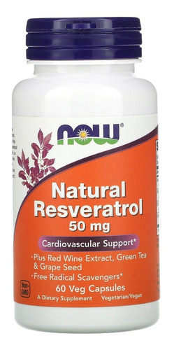 Now Foods Resveratrol Natural 50mg 60caps Vegano Sfn