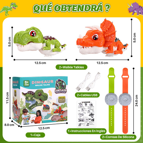..2pcs 5km Radio Walkie Talkie Dinosaurio Para Niños Recarga