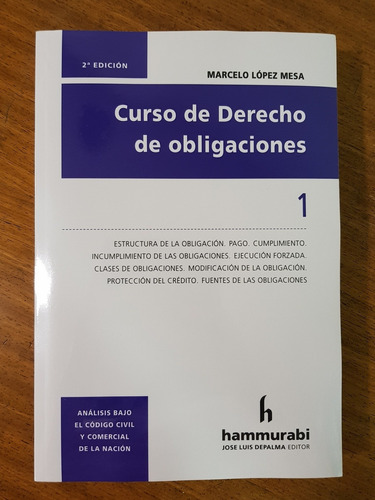 Cur So De Derecho De Obligaciones Tomo 1 - Lopez Mesa, Marce