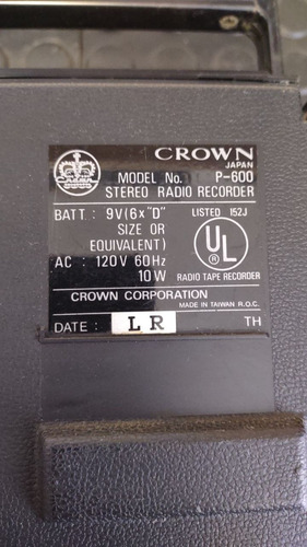 Rádio Toca Fitas Gravador Duplo Deck Crown P600 Com Defeito (Usado)