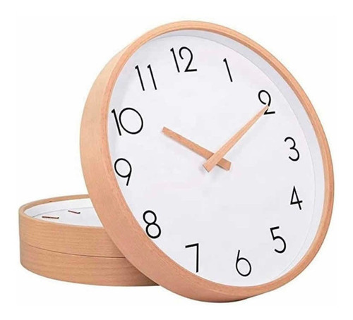 Reloj Análogo De Muralla Madera Clara