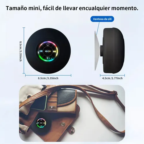 Mini Bluetooth Shower Speaker With Led Light Ipx4 Waterproof