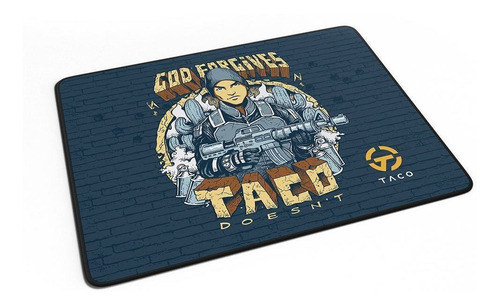 Mousepad Gamer Taco God Forgives Azul Speed - 355mm X 444mm