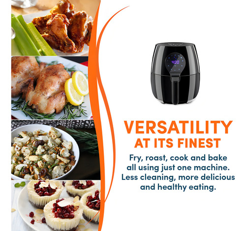 Elite Gourmet Eafd# Freidora Digital De Aire Caliente De 5.. Color Negro
