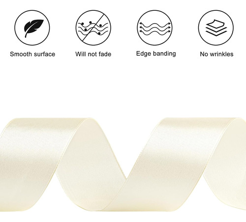 10 Rolls Listón 225 Metros Satinado Para Diy Decoracion 38mm Champán Blanco