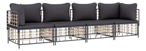 Vidaxl 4 Piece Patio Lounge Set With Cushions Anthracite Po.