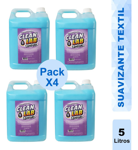 Suavizante Ropa Textil Celeste 4 Un X 5 Lts Z10 Cleanlab