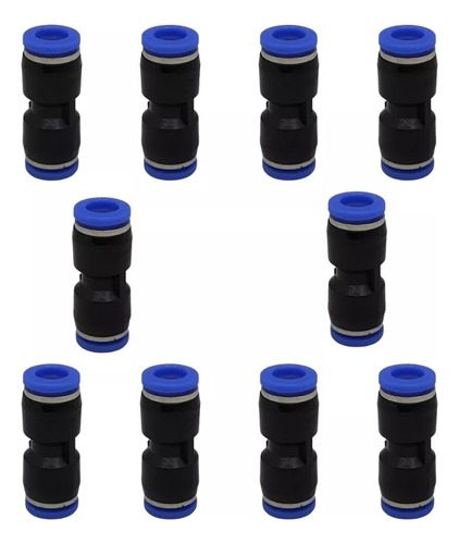 União Emenda Reta Pu 6mm Pneumática Engate Rápido 10 Peças