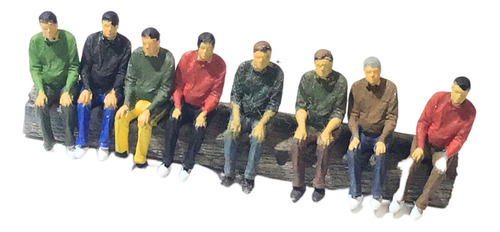 7 Personas Sentadas Ho 1/87 Figuras Para Vagones Pintadas