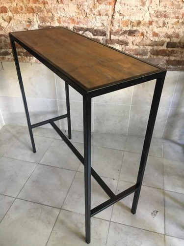 Mesa Barra Hierro Y Madera Cerveceria Bar 100x40x105 Cerveza