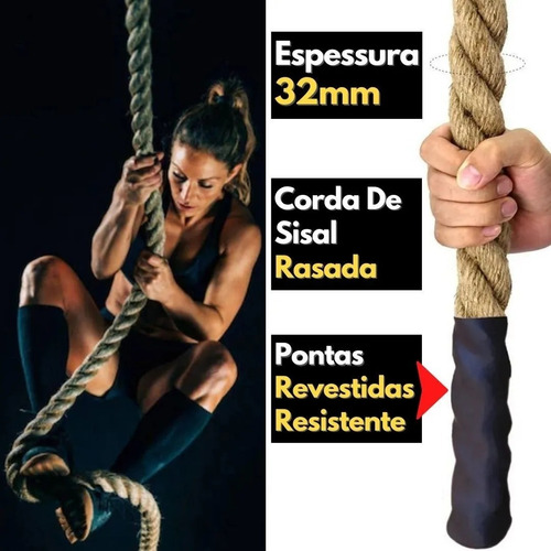 Corda Naval Sisal 32mm 6 Mt Exercicio Funcional E Rope Climb