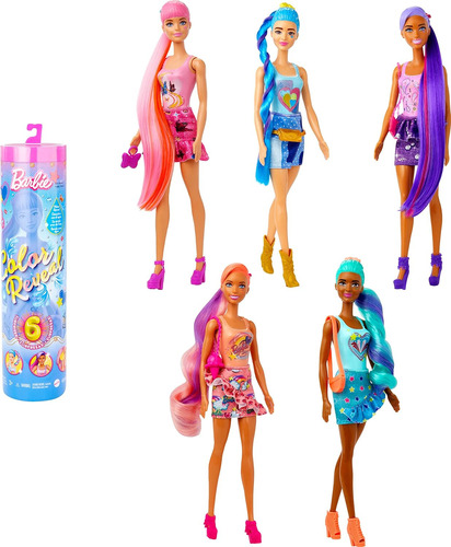 Barbie Color Reveal Con 6 Sorpresas Muñeca Original Mattel