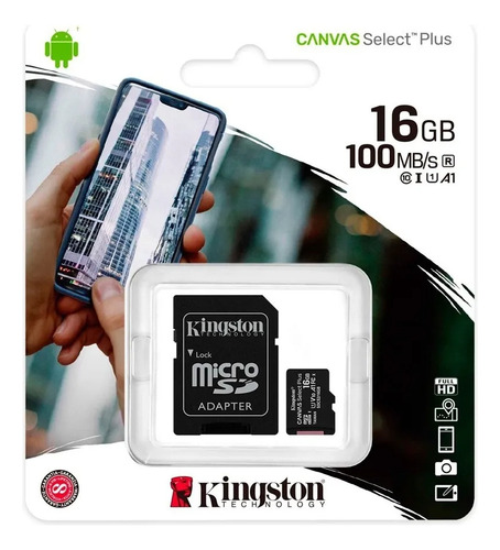 Tarjeta Memoria Kingston 16gb Micro Sd Canvas Select Plus