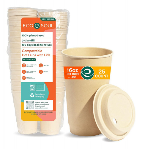 Eco Soul, 100 Por Ciento Compostable A Base De Plantas, Sin