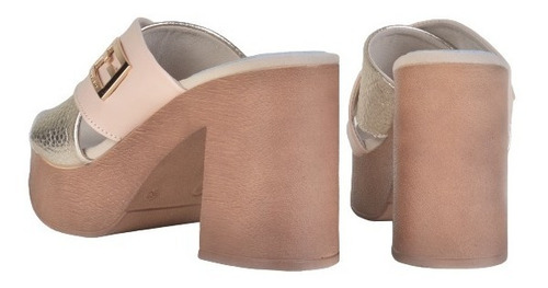 Imagen 7 de 7 de Zuecos Sandalias Taco Alto De Cuero De Mujer Linx - Ferraro