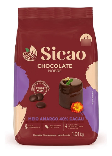 Chocolate Sicao Nobre 1,01kg Gotas Meio Amargo 40%