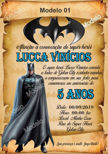 100 Convite Batman - Convite Do Batman Aniversário Infantil | Parcelamento  sem juros