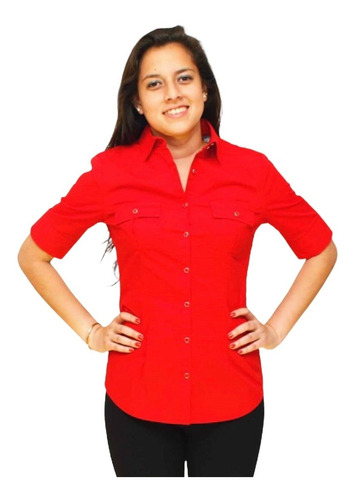 Blusa Manga Tres Cuartos Mng Talla Small Color Rojo