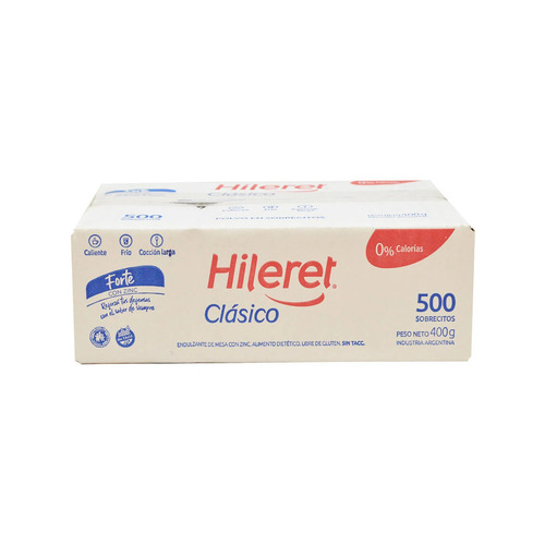 Imagen 1 de 5 de Edulcorante Hileret Clasico Forte 500 Sobres 400 Grs Total