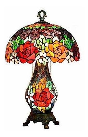 Lámpara De Mesa - Desk Lamp, Xindar Tiffany Rose Blossom Sta