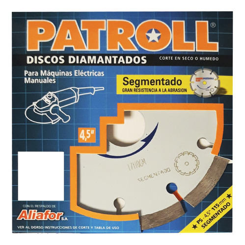 Disco Diamantado Patroll Aliafor Segmentado Ø 4,5 *