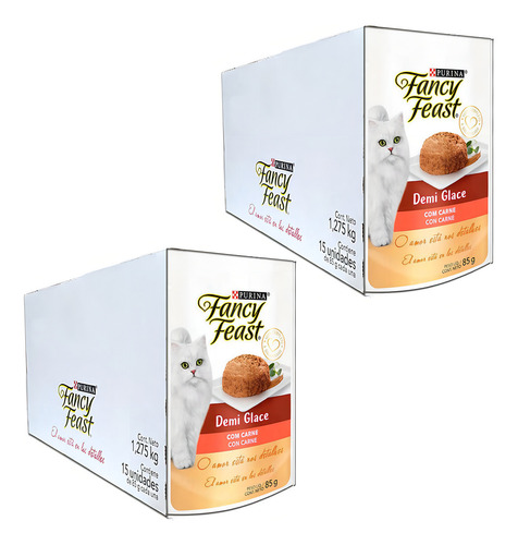 Purina Fancy Feast sachê demi glace carne 30 unidades de 85g