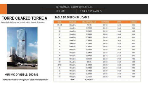 Imagen 2 de 2 de Torre Cuarzo - Paseo De La Reforma 1772m2 , $550