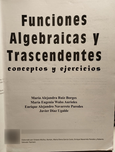 Funciones Algebraicas Y Trascendentes (Usado)