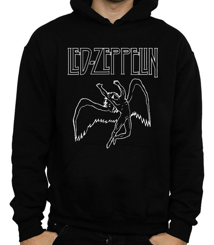 Sweater Led Zeppelin Banda Rock Con Capucha Bolsillo Algodón