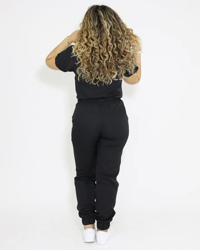 Pijama Quirúrgica Con Bolsa Scrub Jogger Uniforme Antifluido Negro Lisa Xl