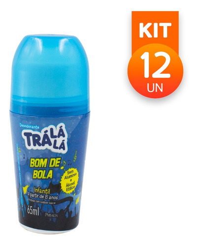 Kit 12 Desodorante Rollon Infantil Tra La La Masculino 65ml