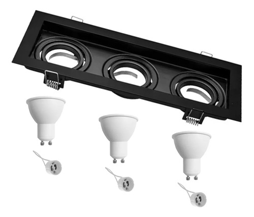 Spot Embutir Triple Macroled Completo Con Leds Dimerizables