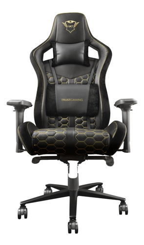 Cadeira de escritório Trust GXT 712 Resto pro gamer ergonômica  preta com estofado de couro sintético
