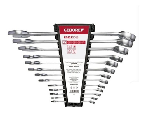 Imagem 1 de 1 de Jogo Ch Combinada Em Polegadas 1/4'' - 1'' 13pçs Gedore Red