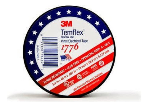 3m 1776-3/4 X60' Temflex Cinta Eléctrica De Vinilo, 1776, 3