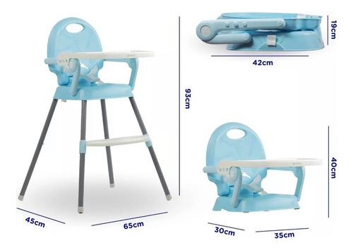 Silla Comer Bebé Mega Baby Doha 3 En 1 Convertible Booster Silla Convertible Celeste