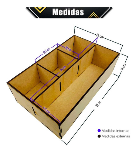 Imagen 3 de 10 de Porta Botellas Vino Caja Madera Mdf Divisiones Regalo Fiesta