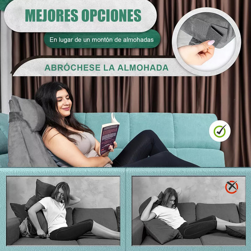 Juego 3 Almohadas Ajustables Cuña Memory Foam Color Gris