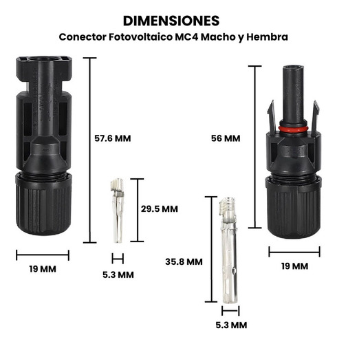 Conector Fotovoltaico Mc4 Macho Y Hembra