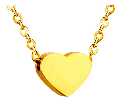 Imagen 4 de 5 de Collar Mujer Corazón Mini Minimalista Acero Dorado Moda