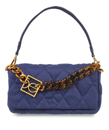 Lady Bag Cloe Para Mujer Textil Acolchada A Rombos Color Azul Marino