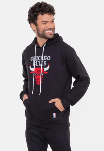 Moletom Nba Canguru Feltro Logo Chicago Bulls Preto Parcelamento