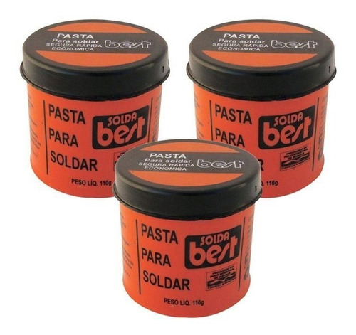 Kit 3 Pasta Para Soldar Best Pote 110g Plastico Solda