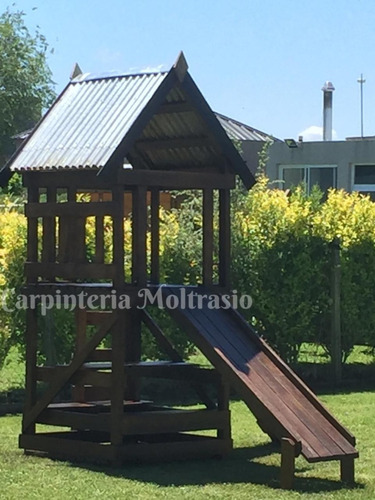 Juego De Madera Con Tobogán Y Trepador