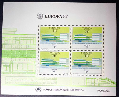 Bloque De Estampillas De Portugal 1987