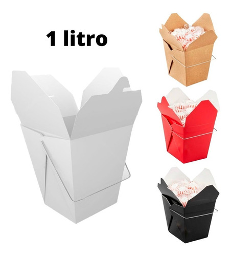 100 Cajas Estilo Comida China Con Asa 1 Litro Elige Color