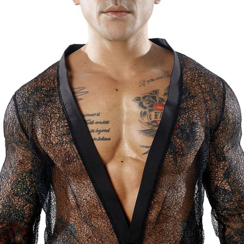 Camisas Tipo Cárdigan De Malla Para Hombre Y Color Liso Tran