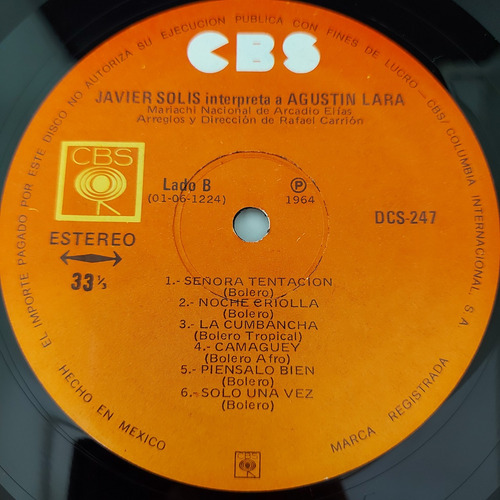 Javier Solís - Interpreta A Agustín Lara Lp
