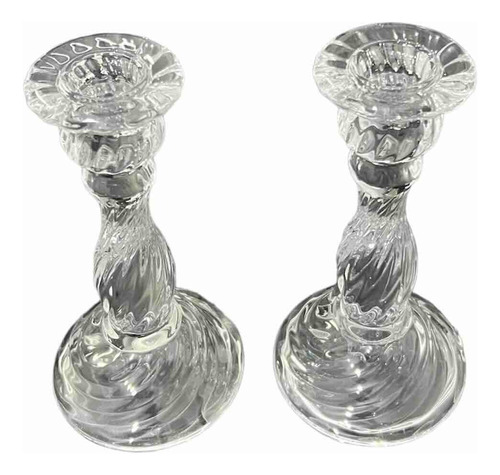 Candelabros De Cristal (liso O Rayado)  Set X 2  Ideal Deco