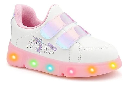 Championes Niña Con Luces Novope Velcro Escuelar Unicornio